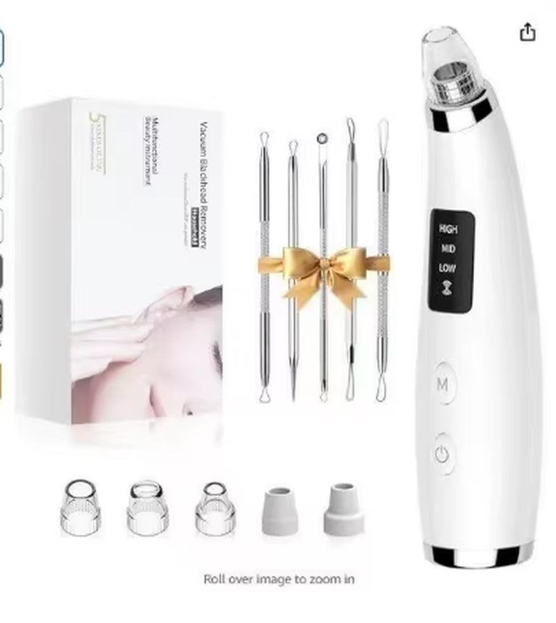 Blackhead Remover Pore Vacuum Facial Pore Cleaner Electric Whitehead Extractor Tool-5 Suction Power Skin Scrubber Beauty Care