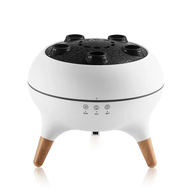 HYGEA 3D Simulated Flame Aromatherapy Diffuser Timing Jellyfish Spray Dynamic Sound Pickup Remote Control Air Humidifier