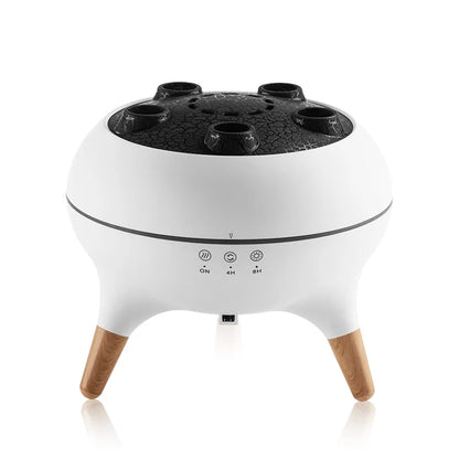 HYGEA 3D Simulated Flame Aromatherapy Diffuser Timing Jellyfish Spray Dynamic Sound Pickup Remote Control Air Humidifier
