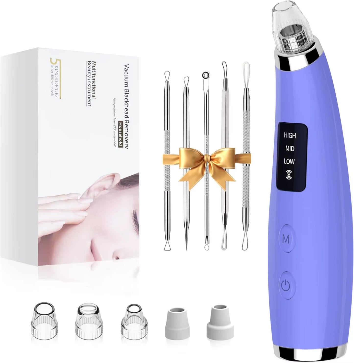 Blackhead Remover Pore Vacuum Facial Pore Cleaner Electric Whitehead Extractor Tool-5 Suction Power Skin Scrubber Beauty Care